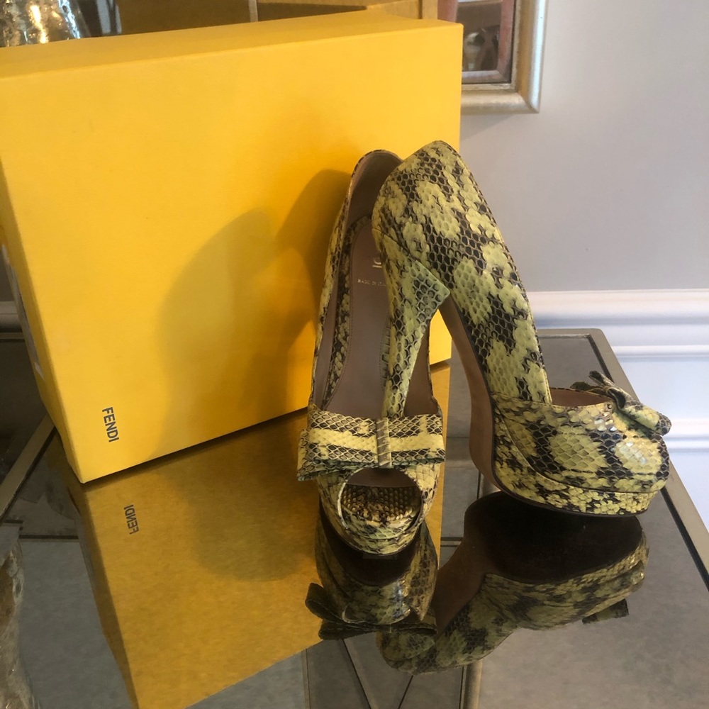 Fendi python peep-toe heels